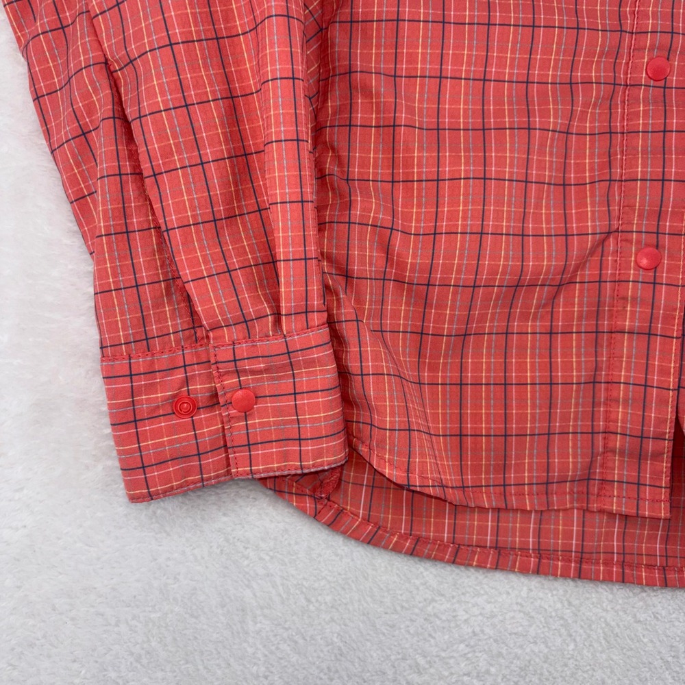 Columbia PFG Super Tamiami Fishing Shirt Womens Small Coral Plaid UPF 40 Omni - Picture 13 of 15